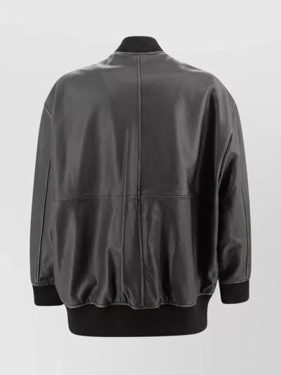 Weekend Max Mara Ribbed Collar Jacket Side Pockets In Black
