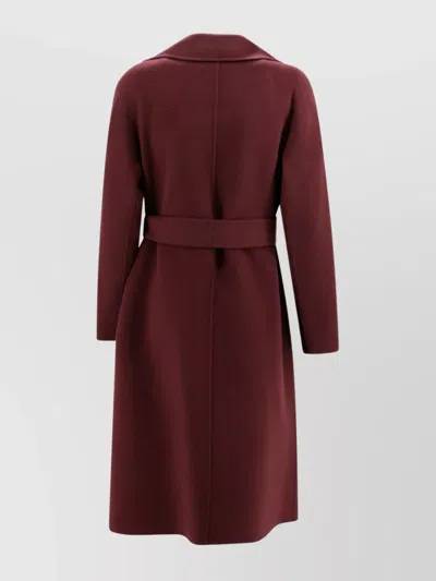 's Max Mara Waist Belted Lapel Coat With Long Sleeves In Red