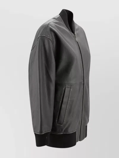 Weekend Max Mara Ribbed Collar Jacket Side Pockets In Black