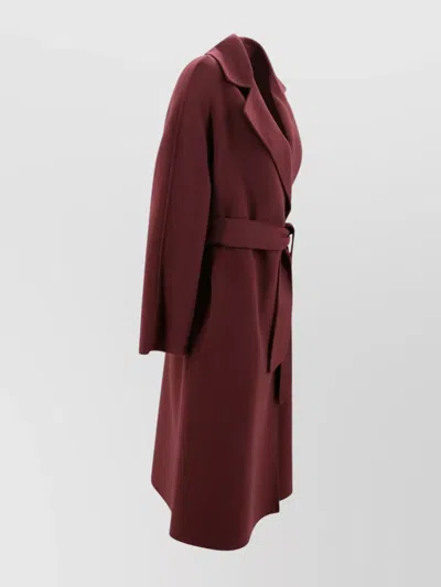 's Max Mara Waist Belted Lapel Coat With Long Sleeves In Red