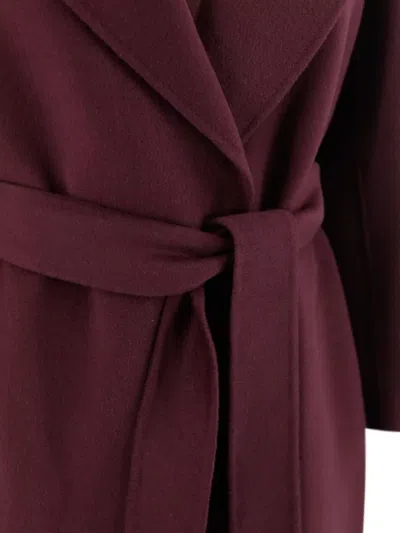 's Max Mara Waist Belted Lapel Coat With Long Sleeves In Red