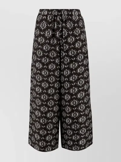 Weekend Max Mara Printed Wide Leg Trousers In Black