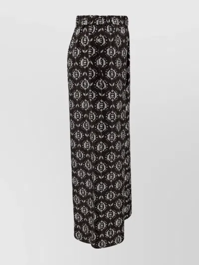 Weekend Max Mara Printed Wide Leg Trousers In Black
