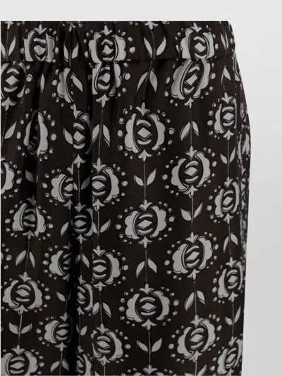 Weekend Max Mara Printed Wide Leg Trousers In Black