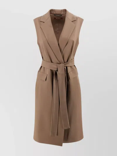 S Max Mara Waist Belted Knitwear Blazer In Brown