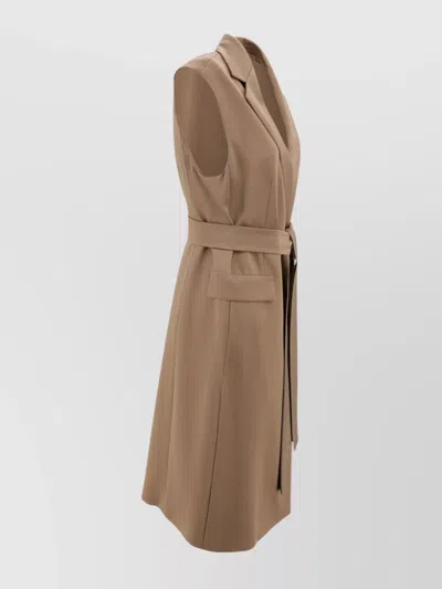 S Max Mara Waist Belted Knitwear Blazer In Brown