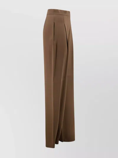 's Max Mara Wide-leg High-rise Pleated Trousers In Brown