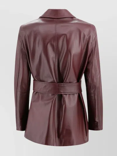 S Max Mara Waist Belted Lapel Sleeve Pocket Jacket In Brown