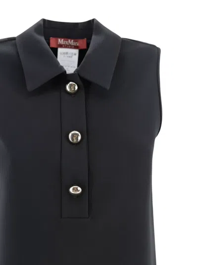 's Max Mara Sleeveless Coats With Collared Neck And Button Detailing In Black