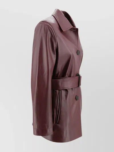 S Max Mara Waist Belted Lapel Sleeve Pocket Jacket In Brown