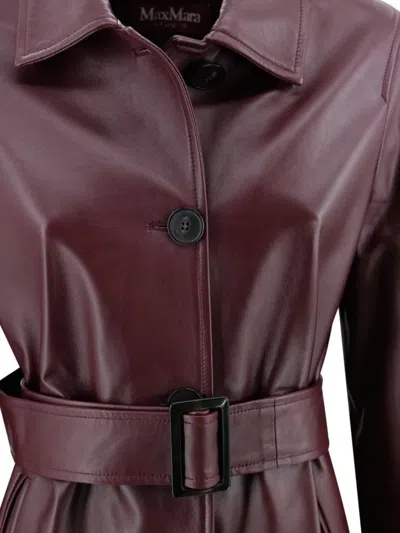 S Max Mara Waist Belted Lapel Sleeve Pocket Jacket In Brown