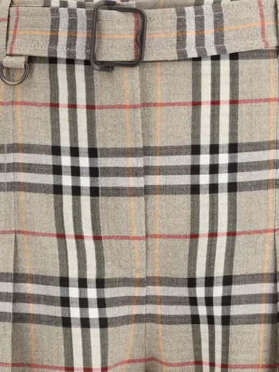 Burberry Archive Check Silk Blend Trousers In Gray