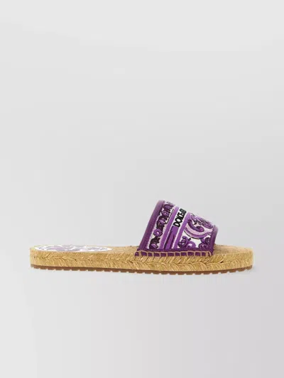 Dolce & Gabbana Embroidered Strap Espadrilles Espadrille Sole In Purple