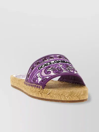Dolce & Gabbana Embroidered Strap Espadrilles Espadrille Sole In Purple