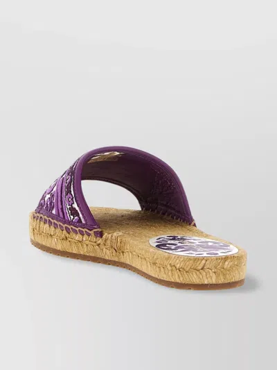 Dolce & Gabbana Embroidered Strap Espadrilles Espadrille Sole In Purple
