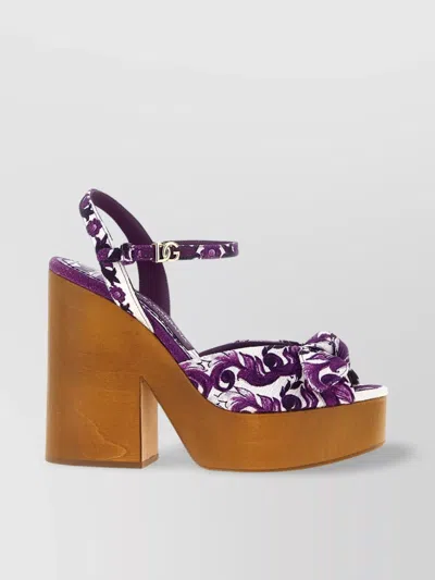 Dolce & Gabbana Platform Sandals With Block Heel And Bow
