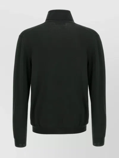 Zanone Ribbed Turtleneck Sweater Long Sleeves In Black