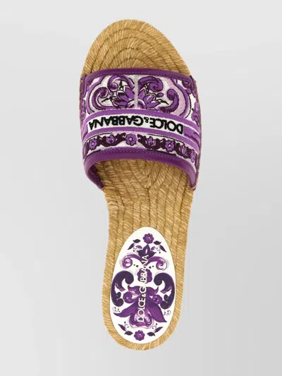 Dolce & Gabbana Embroidered Strap Espadrilles Espadrille Sole In Purple