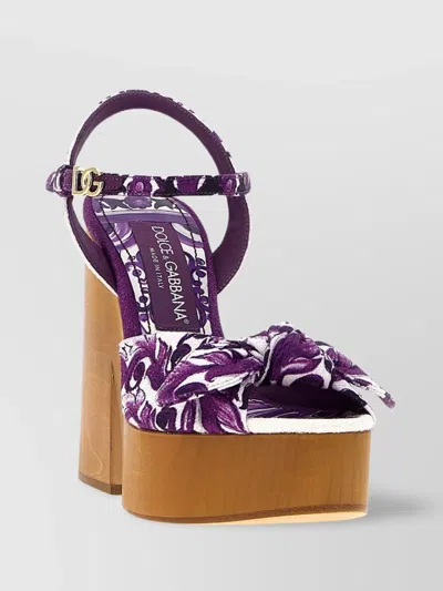 Dolce & Gabbana Platform Sandals With Block Heel And Bow