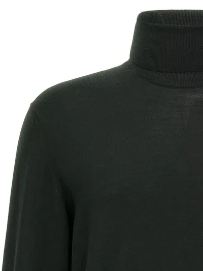 Zanone Ribbed Turtleneck Sweater Long Sleeves In Black
