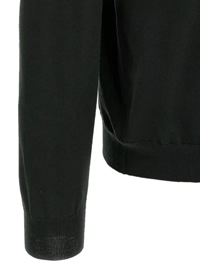 Zanone Ribbed Turtleneck Sweater Long Sleeves In Black