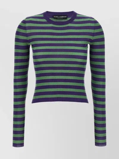 Dolce & Gabbana Striped Viscose Sweater Sweaters And Cardigans Multicolor In Green
