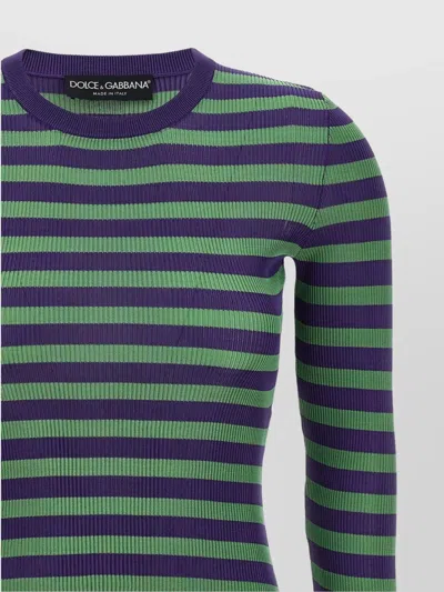 Dolce & Gabbana Striped Viscose Sweater Sweaters And Cardigans Multicolor In Green