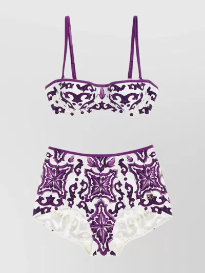 Dolce & Gabbana Underwire High-waisted Bikini Adjustable Straps In Purple
