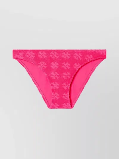 Tory Burch Textured Fabric Bikini Bottom With Adjustable Straps In Pink