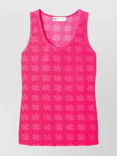 Tory Burch Sleeveless Textured Tank Top In Pink