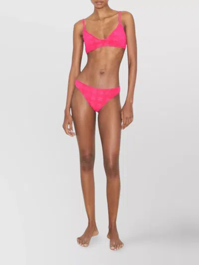 Tory Burch Textured Fabric Bikini Bottom With Adjustable Straps In Pink