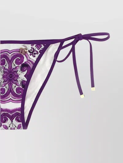 Dolce & Gabbana Tie-side Halter Neck Bikini With Gold-tone Hardware In Purple