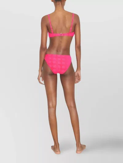 Tory Burch Textured Fabric Bikini Bottom With Adjustable Straps In Pink