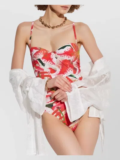 Tory Burch Floral Print One Piece Swimsuit In Orange