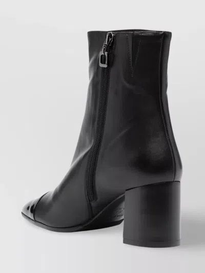 Carel Paris Leather Ankle Boots With Mid Block Heel