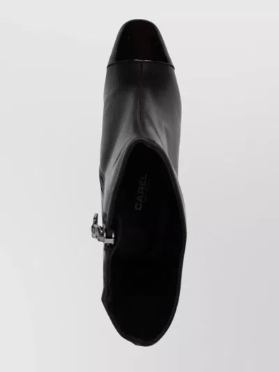 Carel Paris Leather Ankle Boots With Mid Block Heel