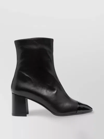Carel Paris Leather Ankle Boots With Mid Block Heel
