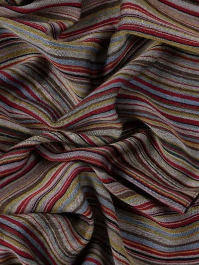 Paul Smith Frayed Edge Striped Pattern Wraparound Scarf