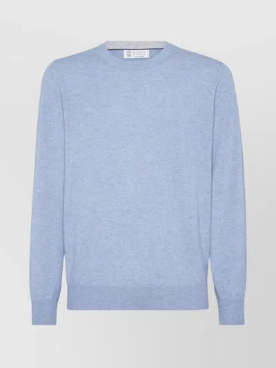 Brunello Cucinelli Cashmere Crew Neck Sweater Clothing In Blue