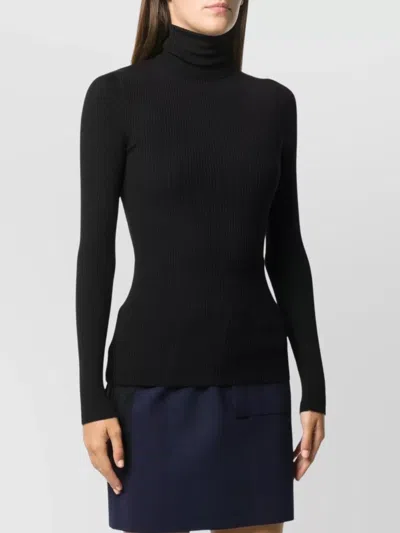 Wolford Ribbed Turtleneck Sweater In Virgin Wool In Black