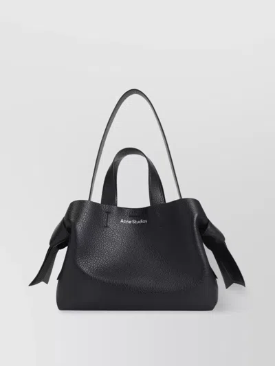 Acne Studios Grained Leather Shoulder Bag With Side Knots