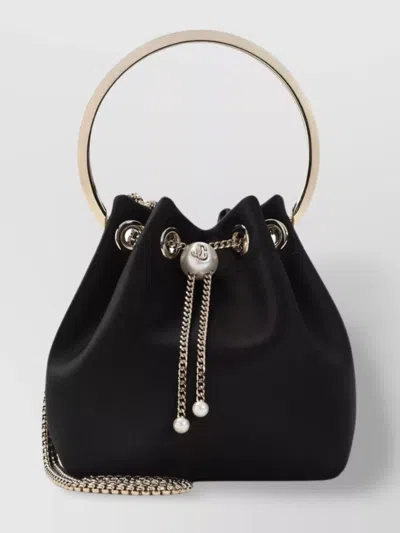 Jimmy Choo Satin Bucket Bag Pearl Detail