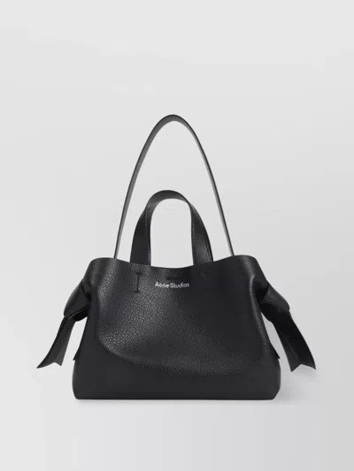 Acne Studios Grained Leather Shoulder Bag With Side Knots