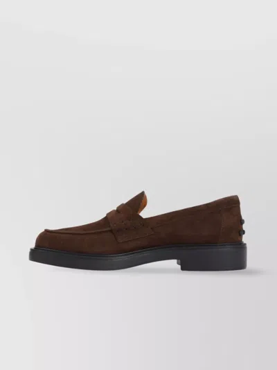 Tod's Brown Africa Suede Leather Loafers