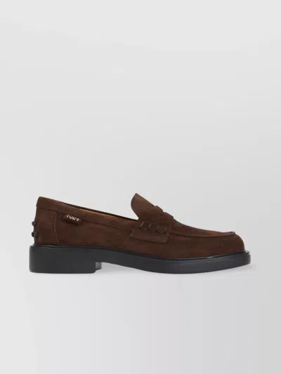 Tod's Brown Africa Suede Leather Loafers