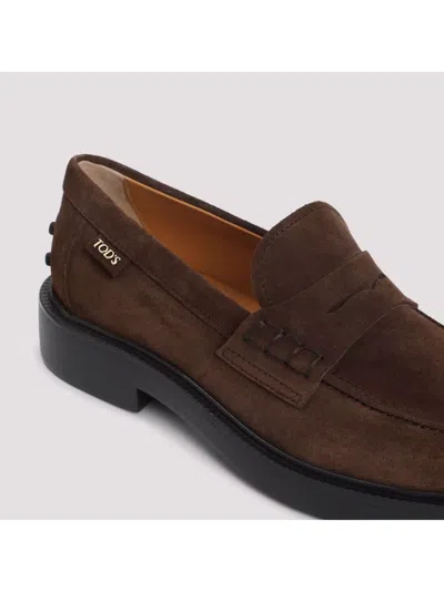 Tod's Brown Africa Suede Leather Loafers
