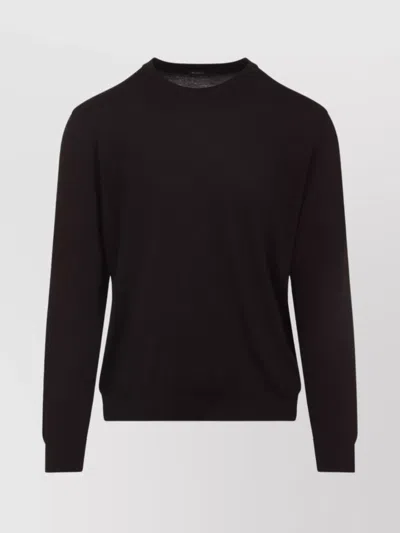 Kiton Cashmere-silk Blend Sweater With Classic Crew Neckline In Brown