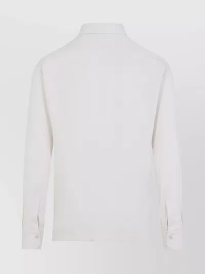 Kiton Grey Button-down Collar Shirt With Front Pocket In White