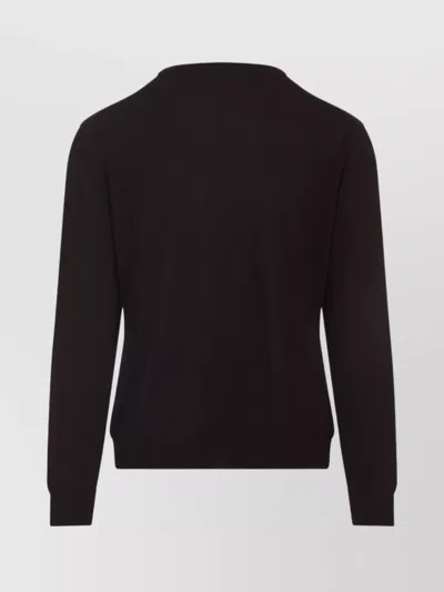 Kiton Cashmere-silk Blend Sweater With Classic Crew Neckline In Brown