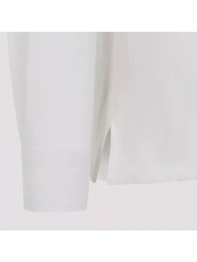 Kiton Grey Button-down Collar Shirt With Front Pocket In White